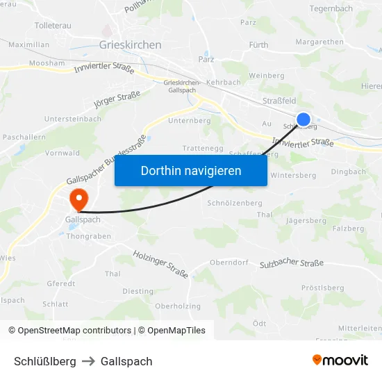 Schlüßlberg to Gallspach map