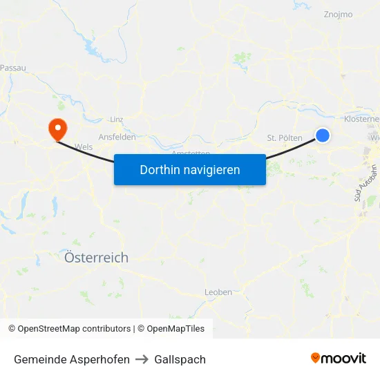 Gemeinde Asperhofen to Gallspach map