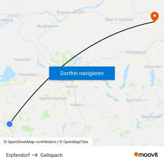 Erpfendorf to Gallspach map