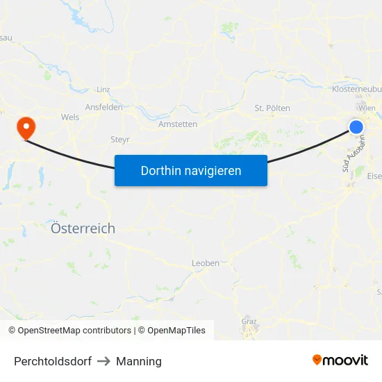 Perchtoldsdorf to Manning map