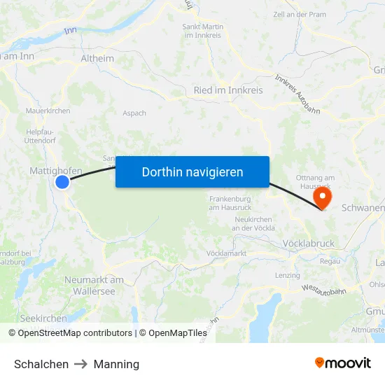 Schalchen to Manning map