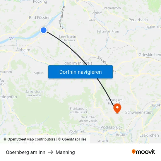 Obernberg am Inn to Manning map