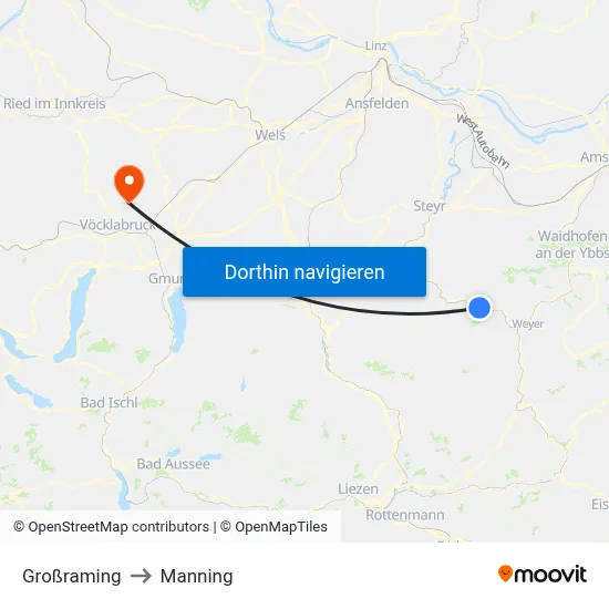 Großraming to Manning map