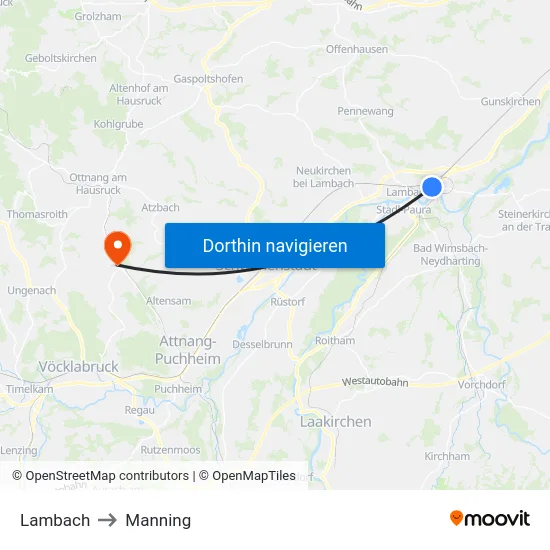 Lambach to Manning map
