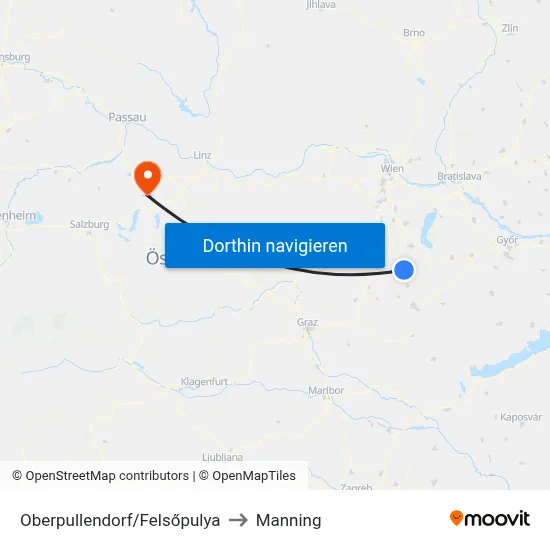 Oberpullendorf/Felsőpulya to Manning map