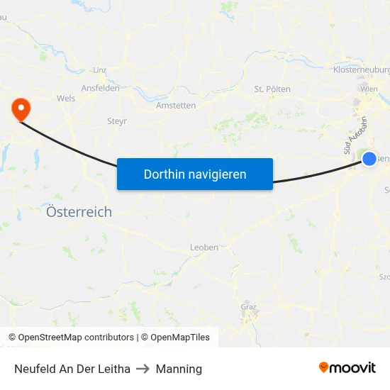 Neufeld An Der Leitha to Manning map