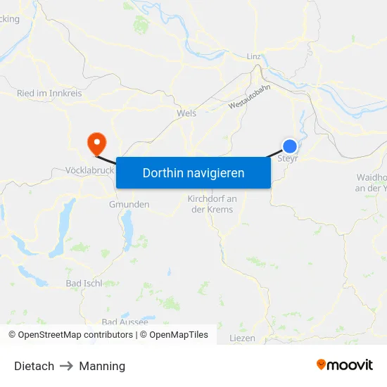 Dietach to Manning map