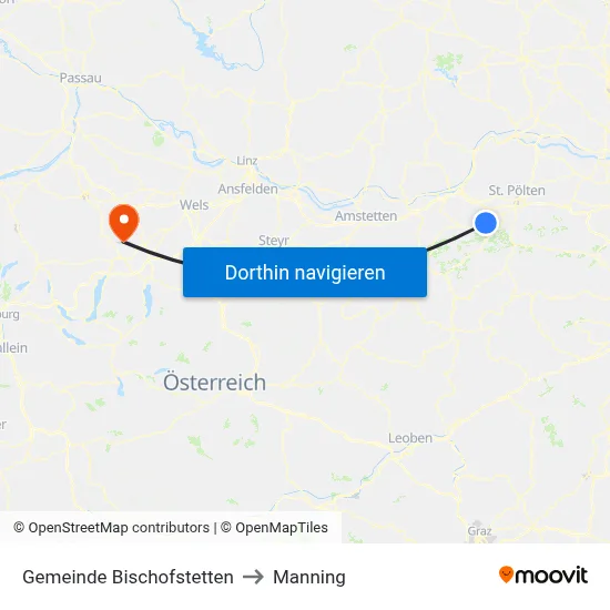 Gemeinde Bischofstetten to Manning map