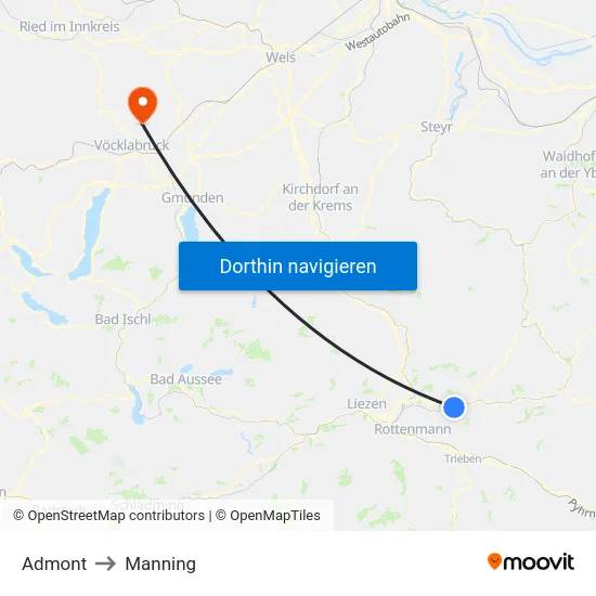 Admont to Manning map