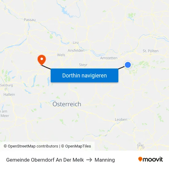 Gemeinde Oberndorf An Der Melk to Manning map