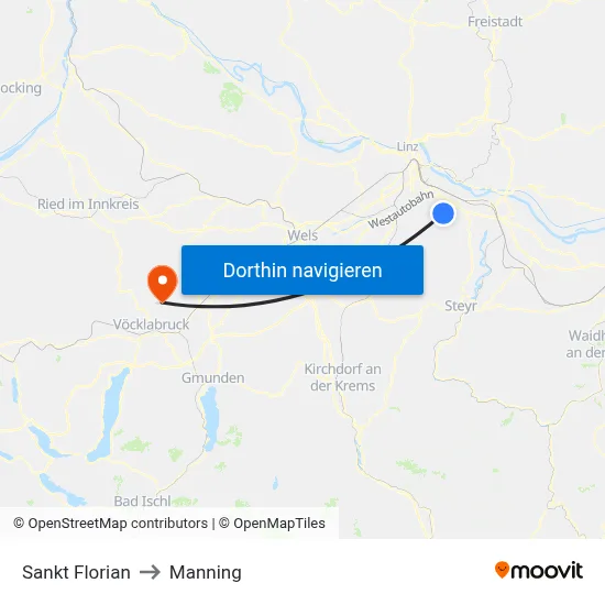 Sankt Florian to Manning map