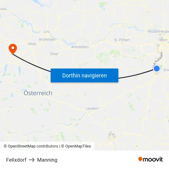 Felixdorf to Manning map