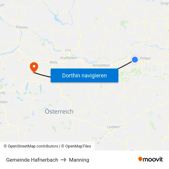 Gemeinde Hafnerbach to Manning map