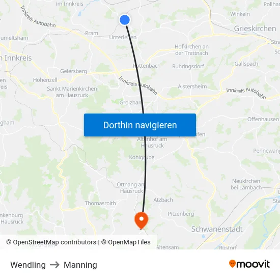 Wendling to Manning map