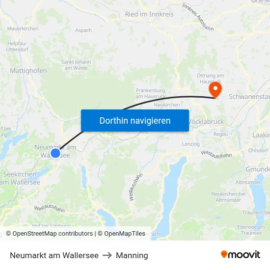 Neumarkt am Wallersee to Manning map