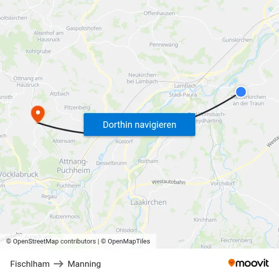 Fischlham to Manning map