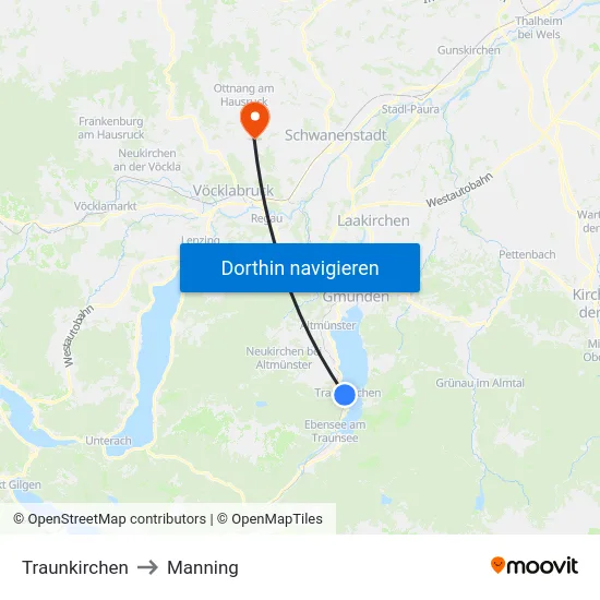 Traunkirchen to Manning map