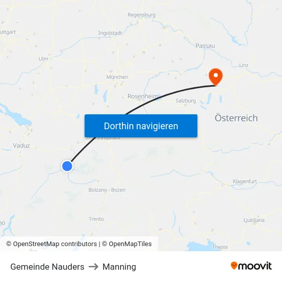 Gemeinde Nauders to Manning map