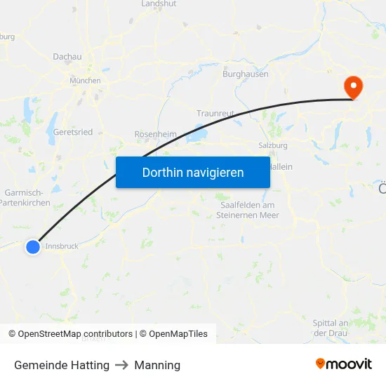 Gemeinde Hatting to Manning map