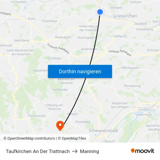 Taufkirchen An Der Trattnach to Manning map