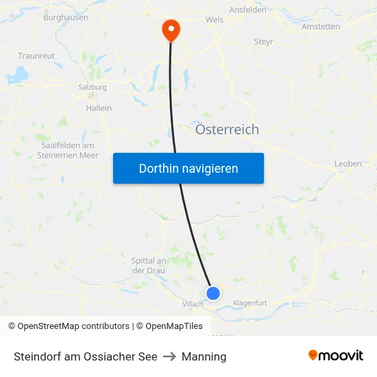 Steindorf am Ossiacher See to Manning map