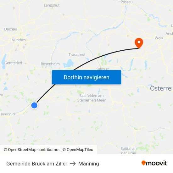 Gemeinde Bruck am Ziller to Manning map