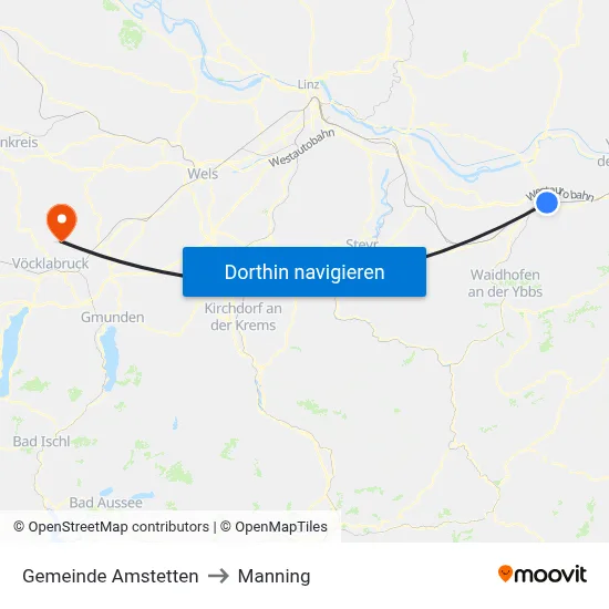 Gemeinde Amstetten to Manning map