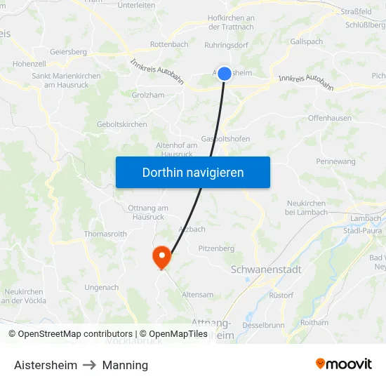 Aistersheim to Manning map
