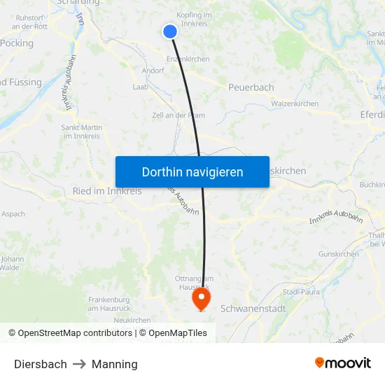 Diersbach to Manning map