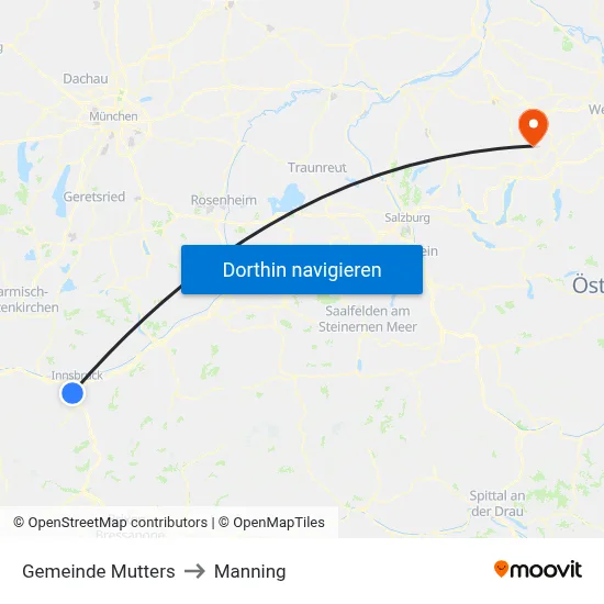 Gemeinde Mutters to Manning map