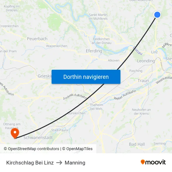 Kirchschlag Bei Linz to Manning map