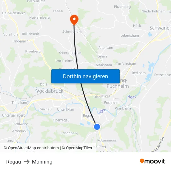 Regau to Manning map