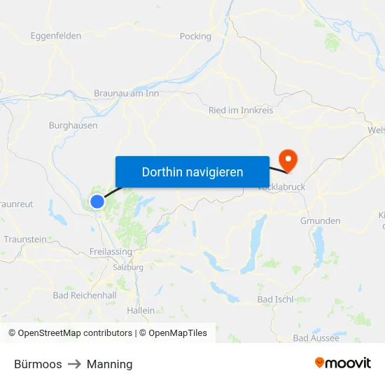 Bürmoos to Manning map