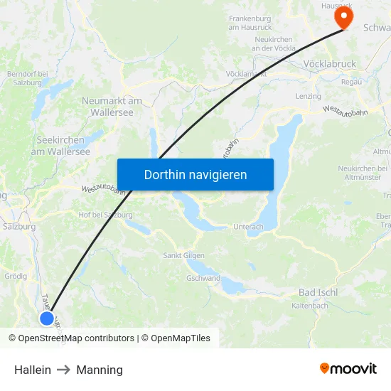 Hallein to Manning map