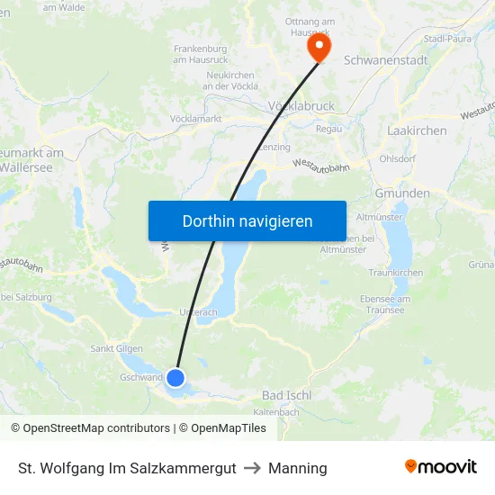 St. Wolfgang Im Salzkammergut to Manning map