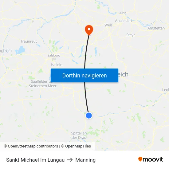 Sankt Michael Im Lungau to Manning map