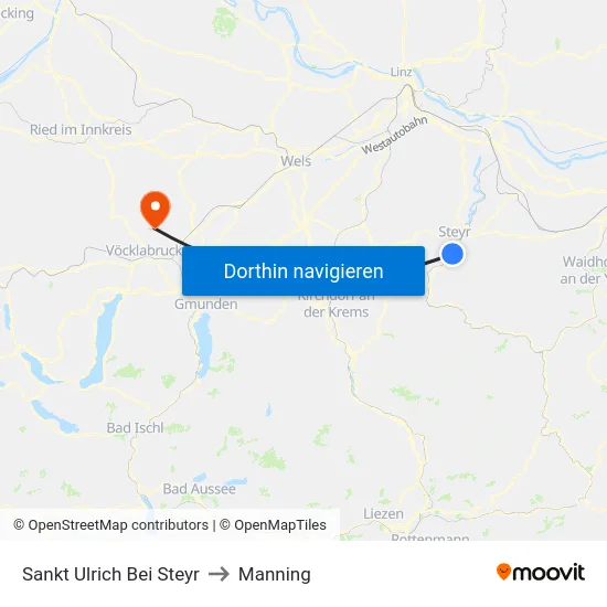 Sankt Ulrich Bei Steyr to Manning map