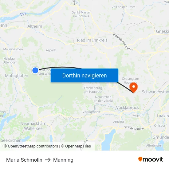 Maria Schmolln to Manning map