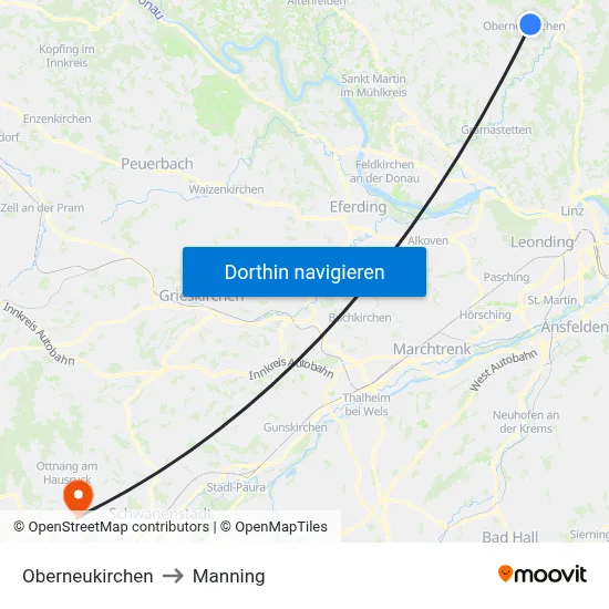 Oberneukirchen to Manning map