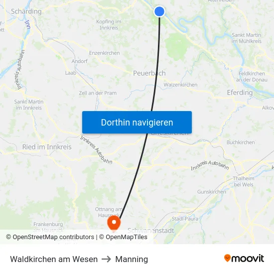 Waldkirchen am Wesen to Manning map