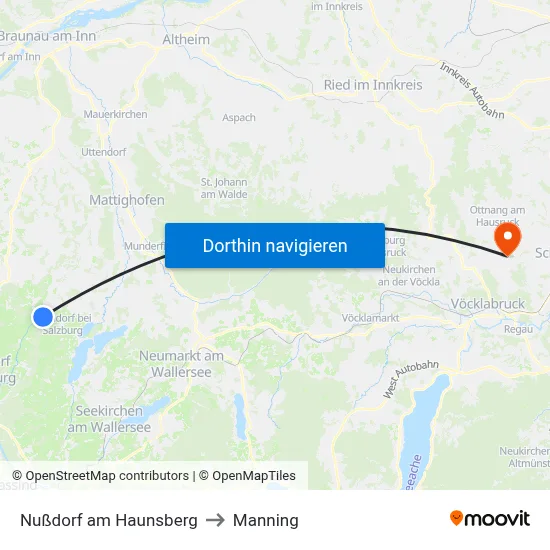 Nußdorf am Haunsberg to Manning map