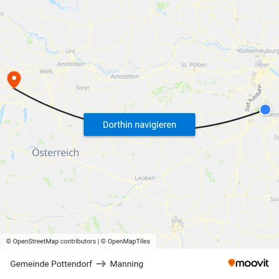 Gemeinde Pottendorf to Manning map