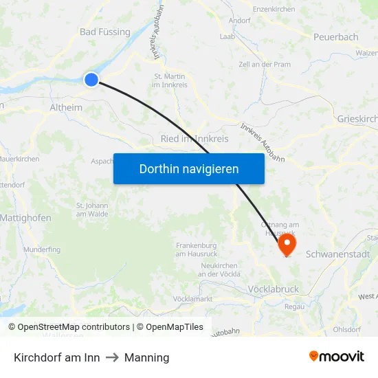 Kirchdorf am Inn to Manning map
