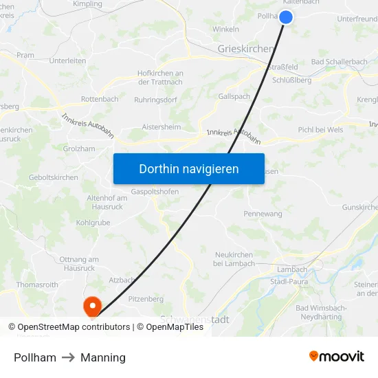 Pollham to Manning map