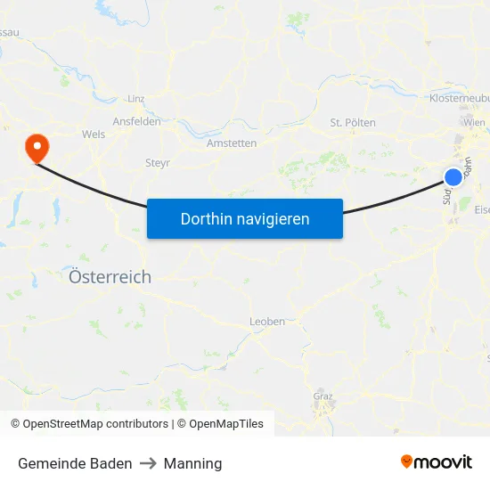 Gemeinde Baden to Manning map
