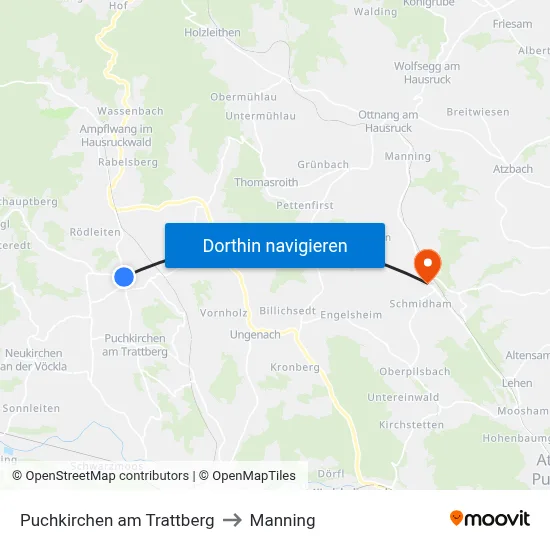 Puchkirchen am Trattberg to Manning map