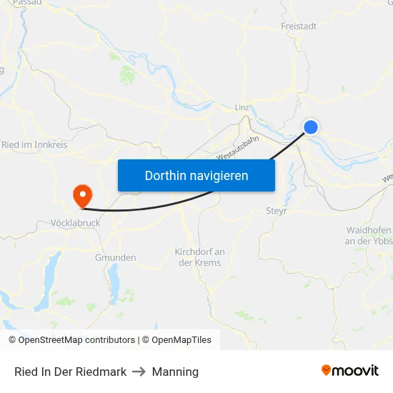 Ried In Der Riedmark to Manning map