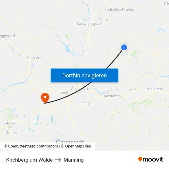 Kirchberg am Walde to Manning map