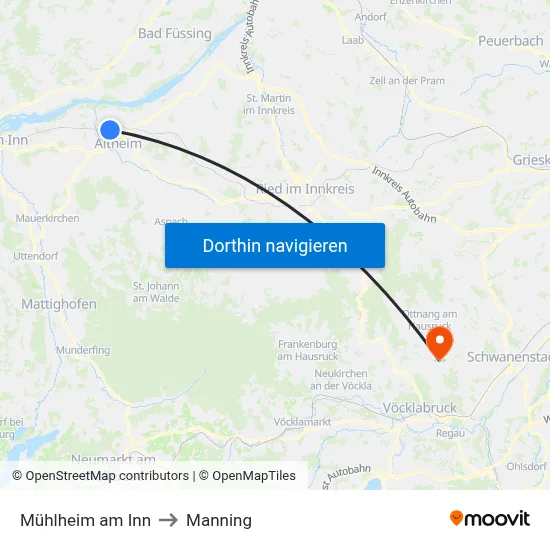 Mühlheim am Inn to Manning map