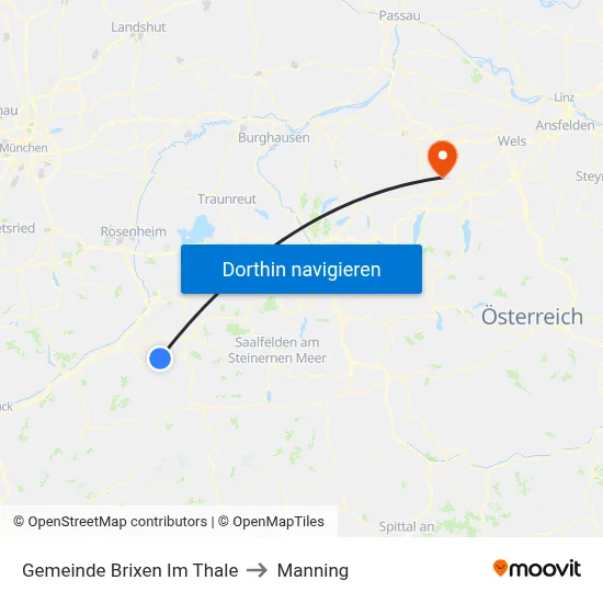Gemeinde Brixen Im Thale to Manning map